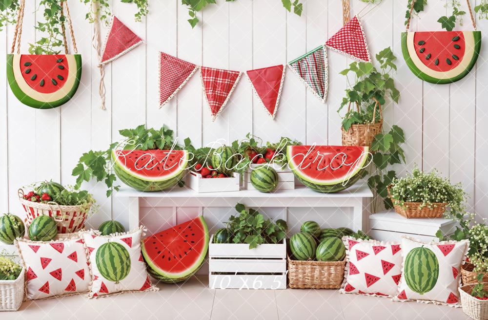 Kate Summer Watermelon Picnic Bunting Backdrop Designed by Emetselch