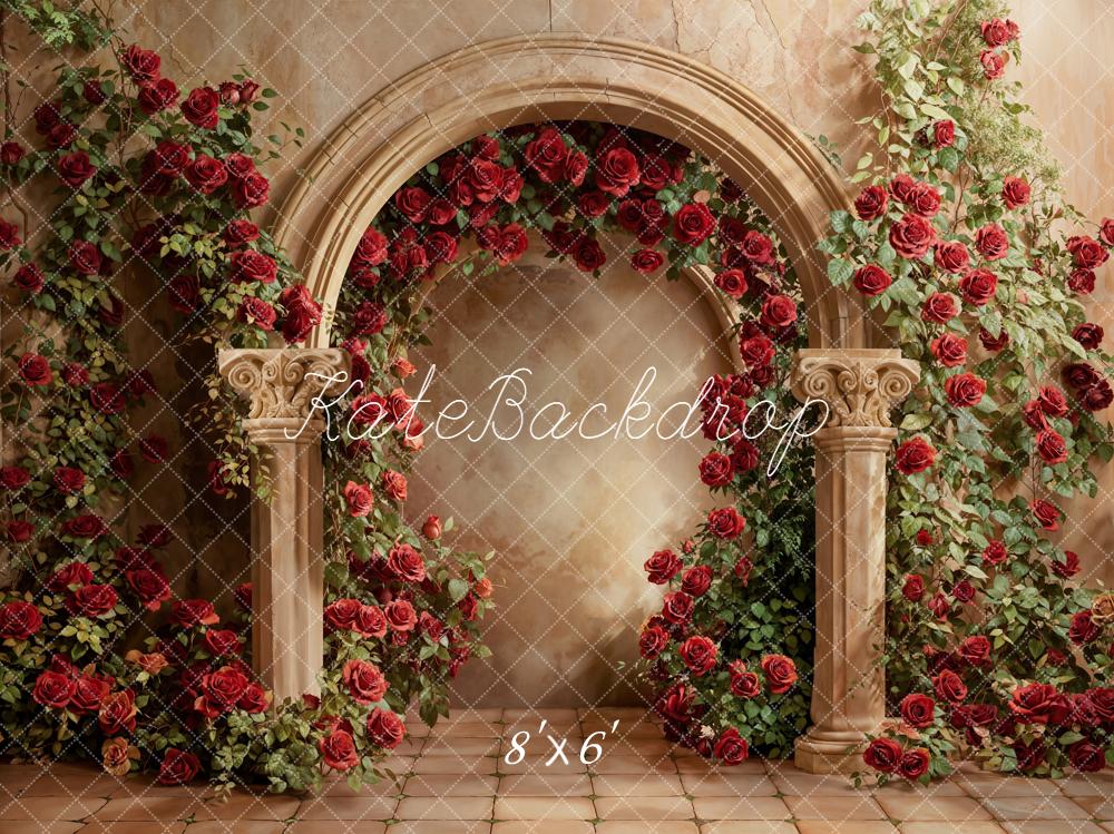 TEST Kate Valentine's Day Flower Arch Red Roses Stone Archway Backdrop Designed by Emetselch