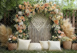 Kate Boho Flower Arch Pillows Garden Printed Backdrop Designed by Mini MakeBelieve