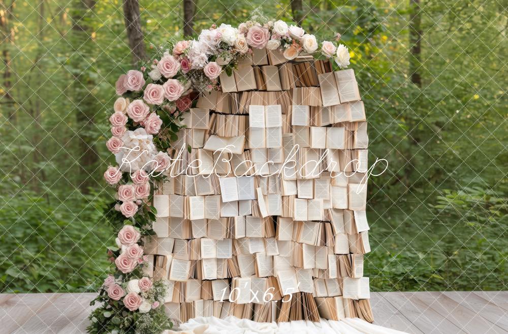 Fondo de Arco Floral de Libros del Bosque Elegante Designed by Mini MakeBelieve