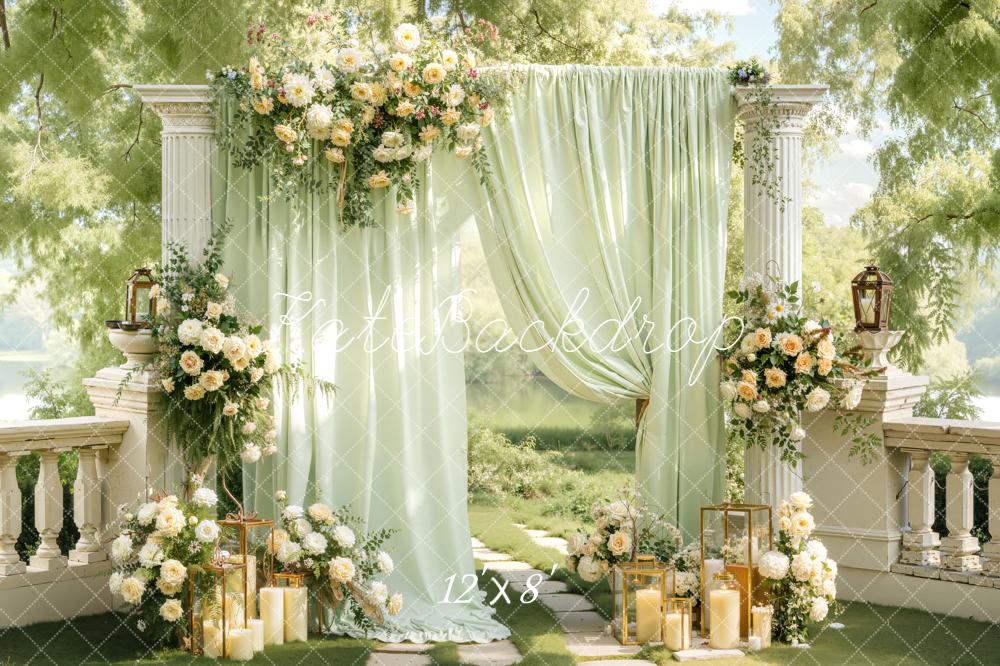 Kate Wedding Flower Arch Garden Columns Candles Backdrop Designed by Emetselch