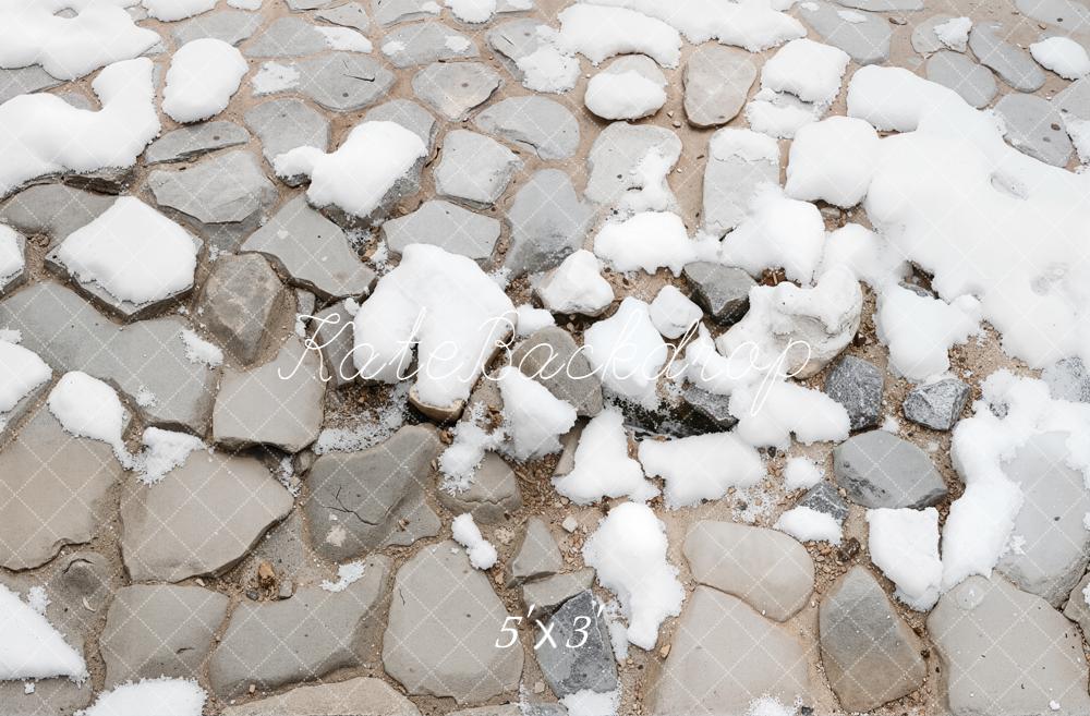 Kate Winter Cobblestone with Snow Floor Backdrop Designed by Kate Image