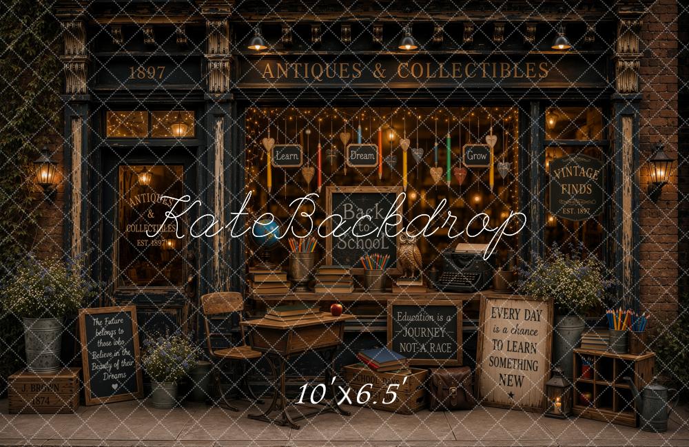 Kate Back to School Antique Window Display Books Pencils Desk Printed Backdrop Designed by Ashley Ward