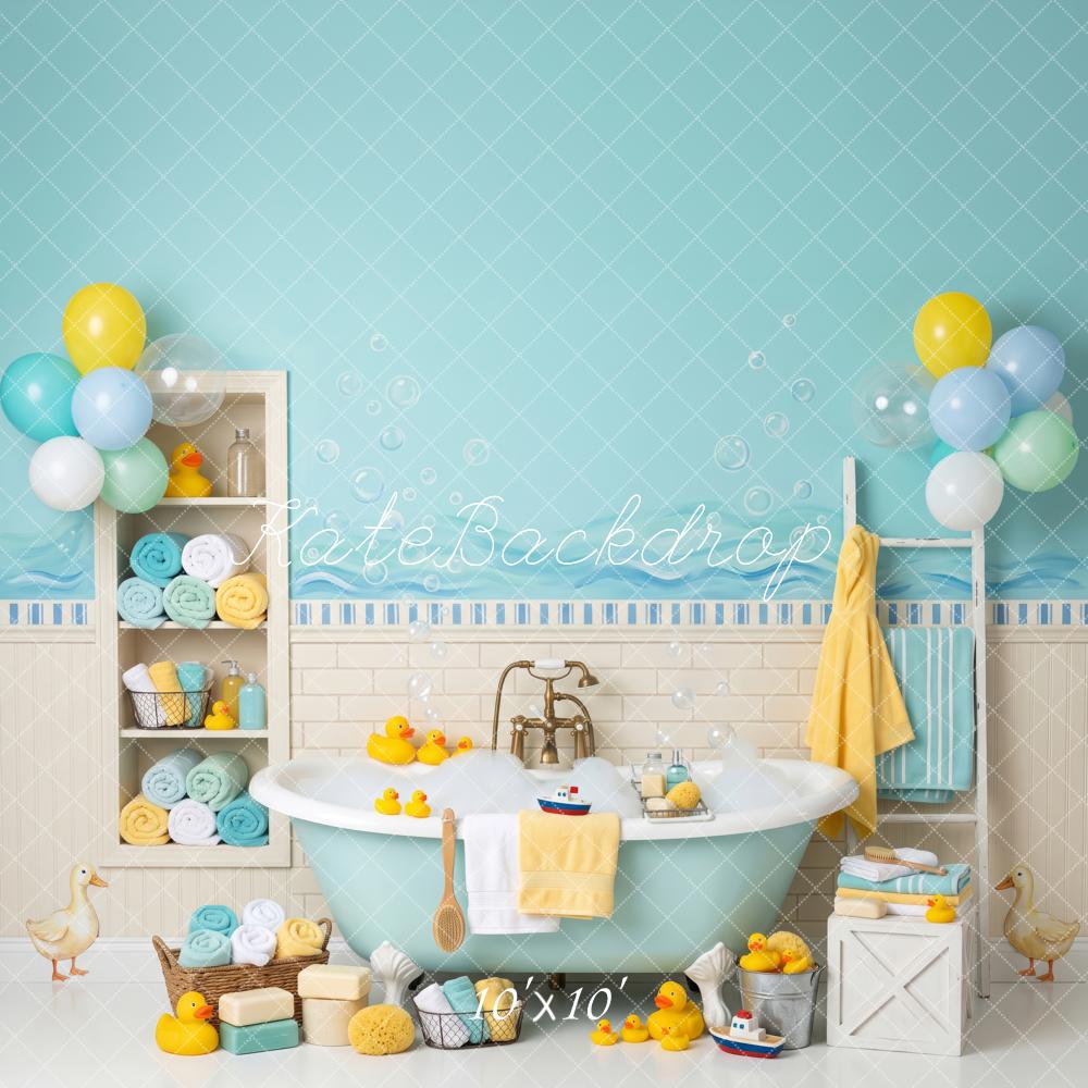 Kate Baby Shower Bath Rubber Ducks Balloons Printed Backdrop Designed by Patty Roberts