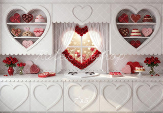 Kate Valentine's Day Heart Shelves Dessert Table Printed Backdrop Designed by Mini MakeBelieve