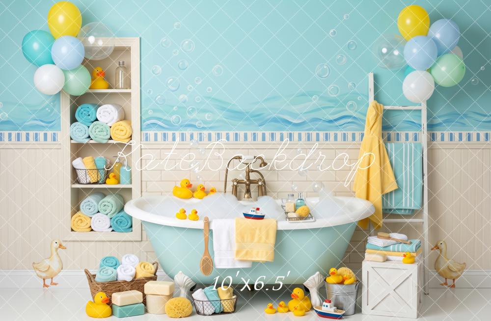 Kate Baby Shower Bath Rubber Ducks Balloons Printed Backdrop Designed by Patty Roberts