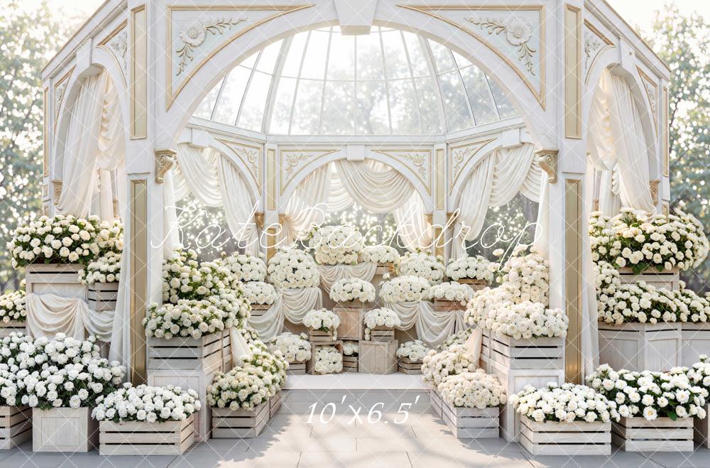 Kate Spring White Flower Arch Crates Pavilion Backdrop Designed by Mini MakeBelieve