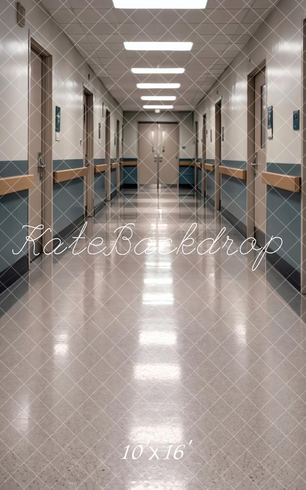 Kate Sweep Corridor with Double Doors Printed Backdrop Designed by Vertigo Productions