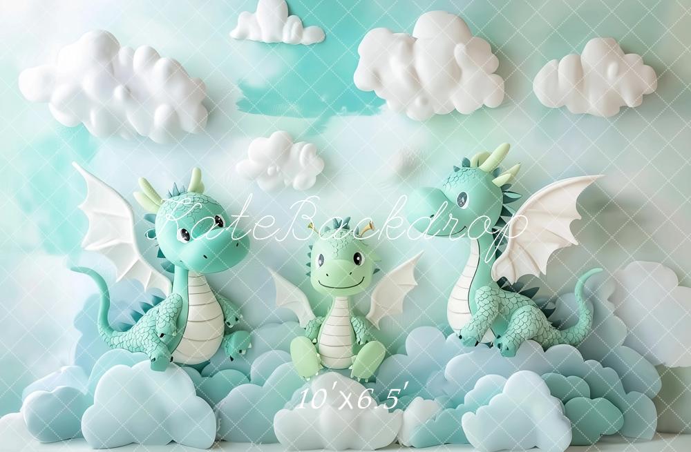 Kate Cake Smash Fantasy Dragon Cloud Backdrop Designed by Ashley Paul