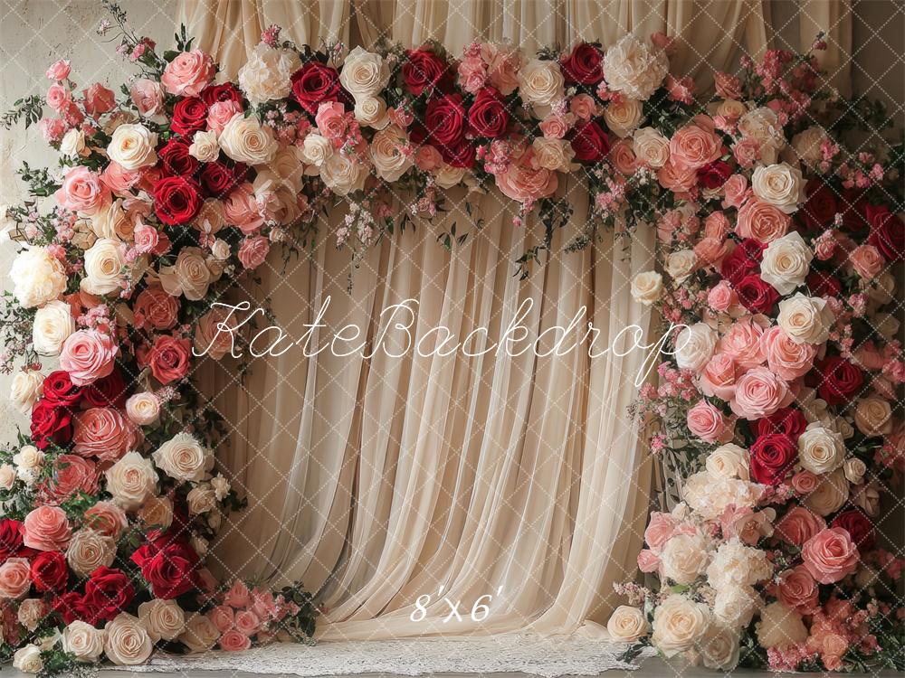 Valentine Flower Arch Wedding Curtains Foto Achtergrond Designed by Mini MakeBelieve
