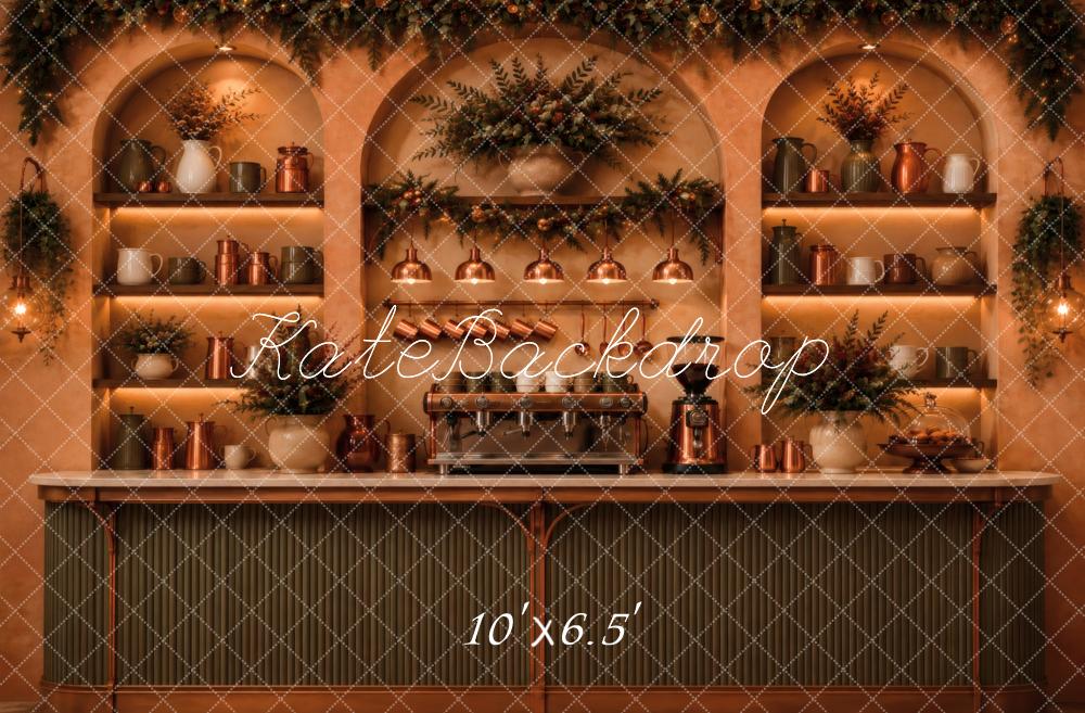 Kate Coffee Bar Arch Cabinet Shelves Warm Floral Decor Printed Backdrop Designed by Vertigo Productions