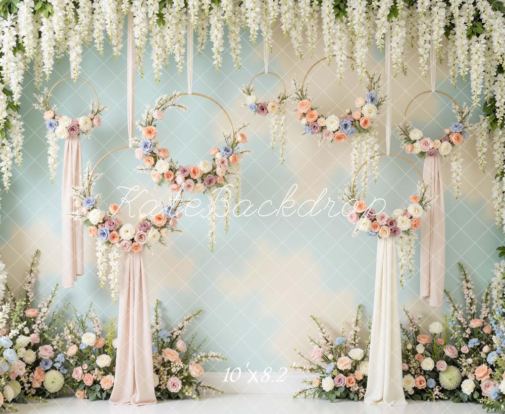 Kate Spring Flower Arch Pastel Floral Hoop Rings Backdrop Designed by Mini MakeBelieve