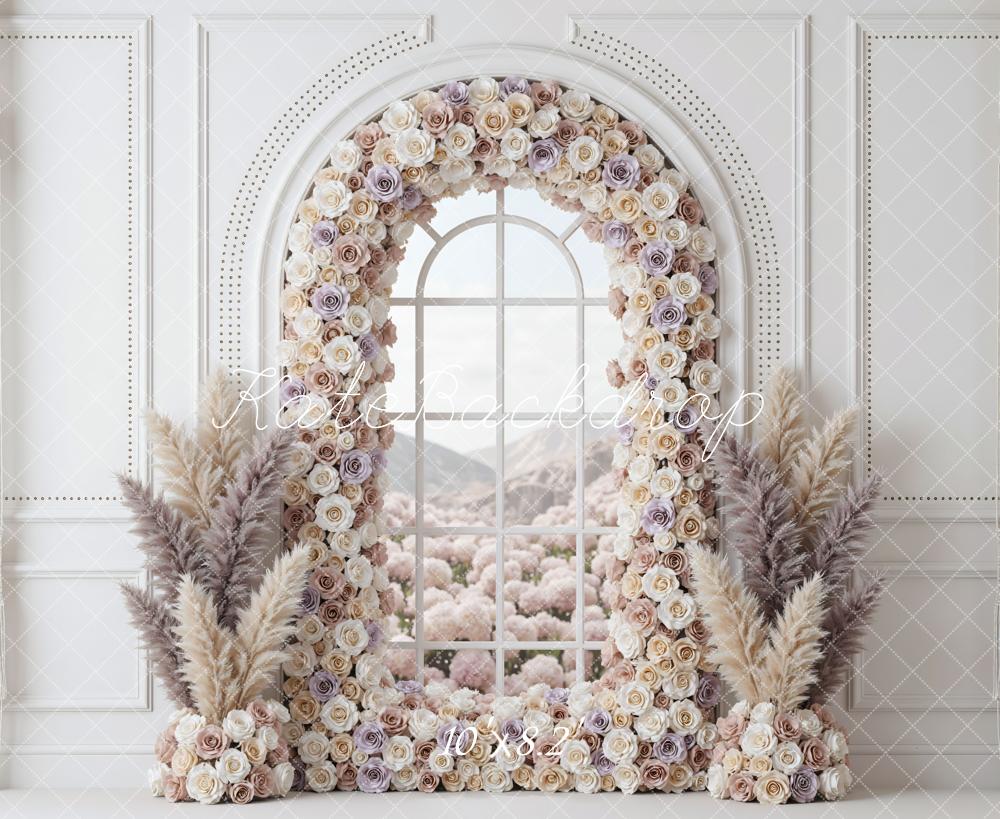 Kate Flower Arch Window Pampas Grass Backdrop Designed by Mini MakeBelieve