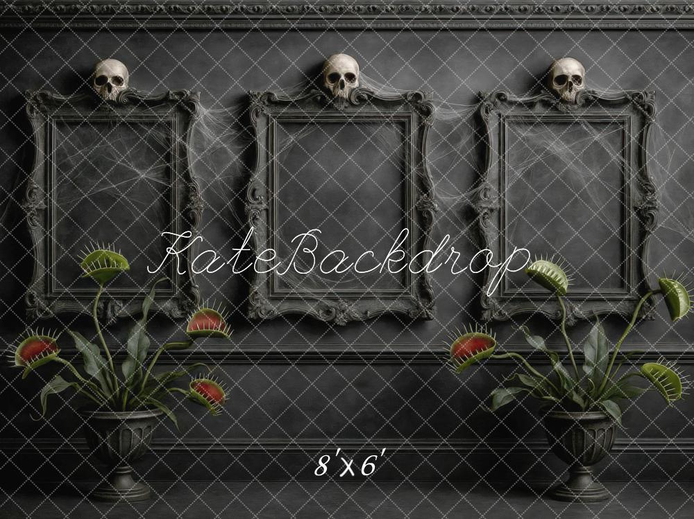 Fondo de Pared de Calaveras Halloween Venus Flytrap Diseñado por Mini MakeBelieve