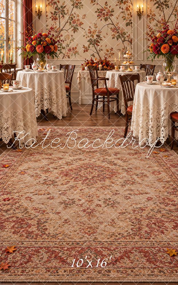Kate Sweep Vintage Dining Room Floral Wallpaper Printed Backdrop Designed by Vertigo Productions