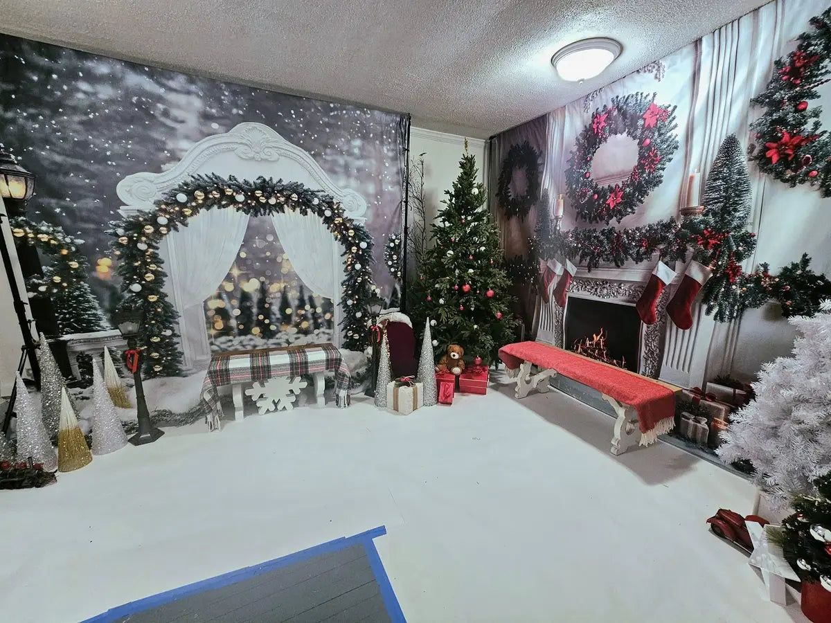 Kate Christmas Snowy Retro Arch Backdrop Designed by Mini MakeBelieve