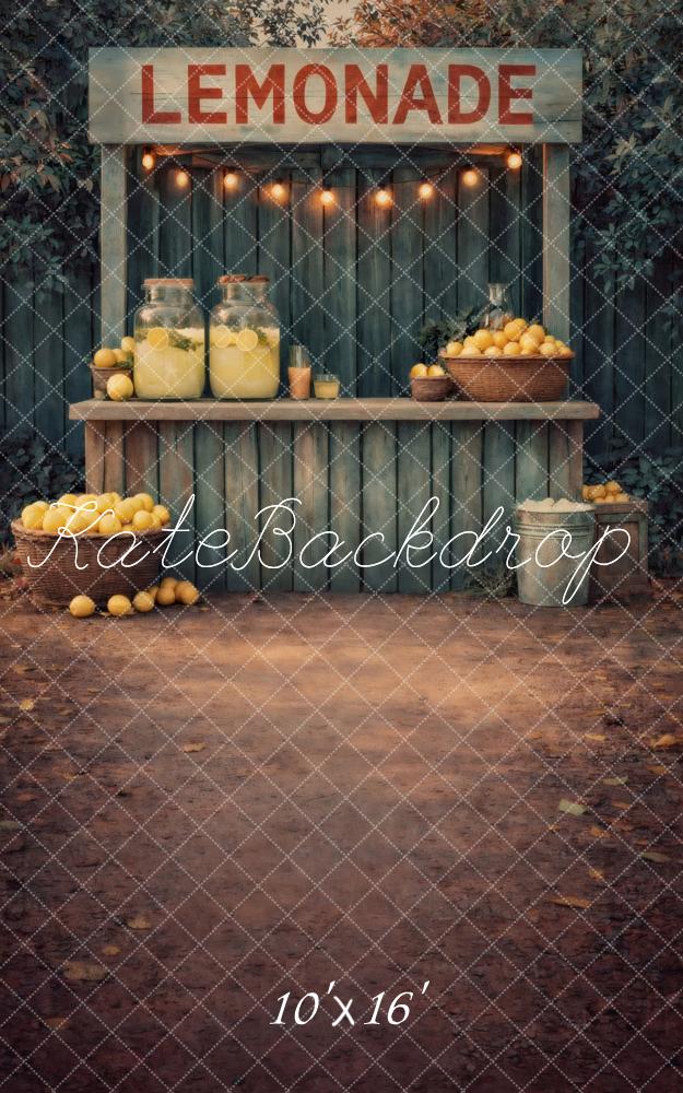 Kate Sweep Summer Lemonade Stand Lemons Wooden Rustic Printed Backdrop Designed by Vertigo Productions