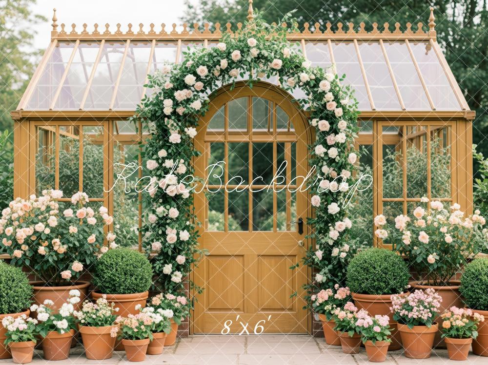 Kate Flower Arch Greenhouse Yellow Door Backdrop Designed by Patty Roberts