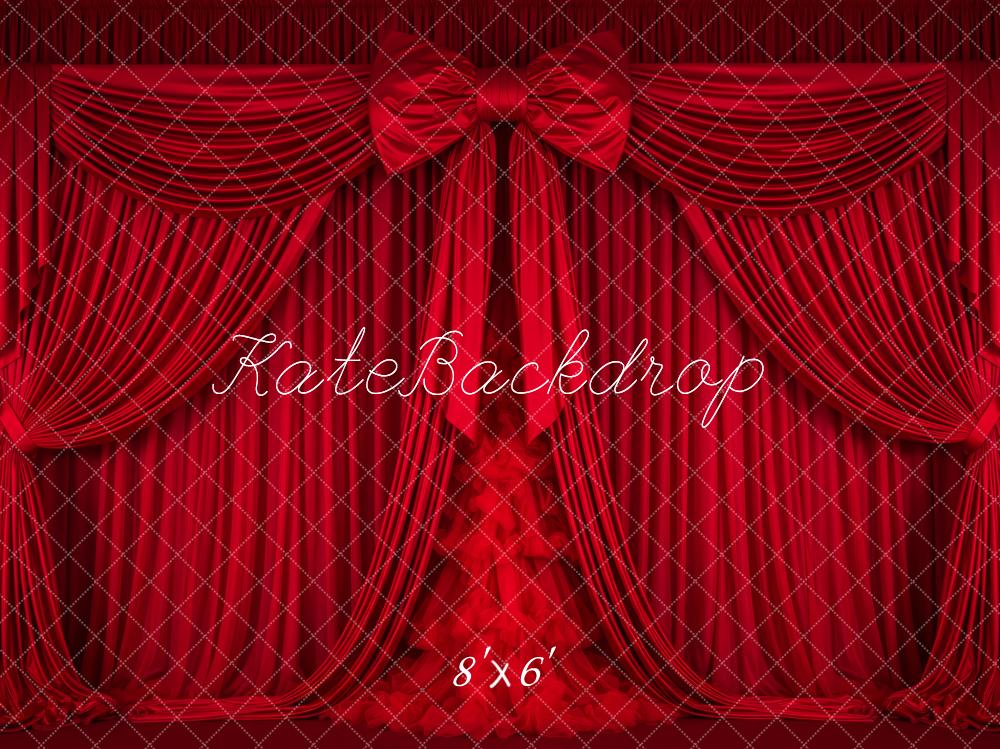 Kate Red Curtain Bow Stage Backdrop Designed by Patty Roberts