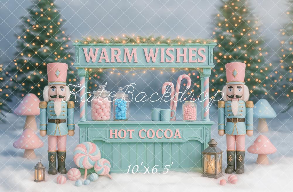 Kate Christmas Nutcracker Hot Cocoa Stand Snow Backdrop Designed by Ashley Paul