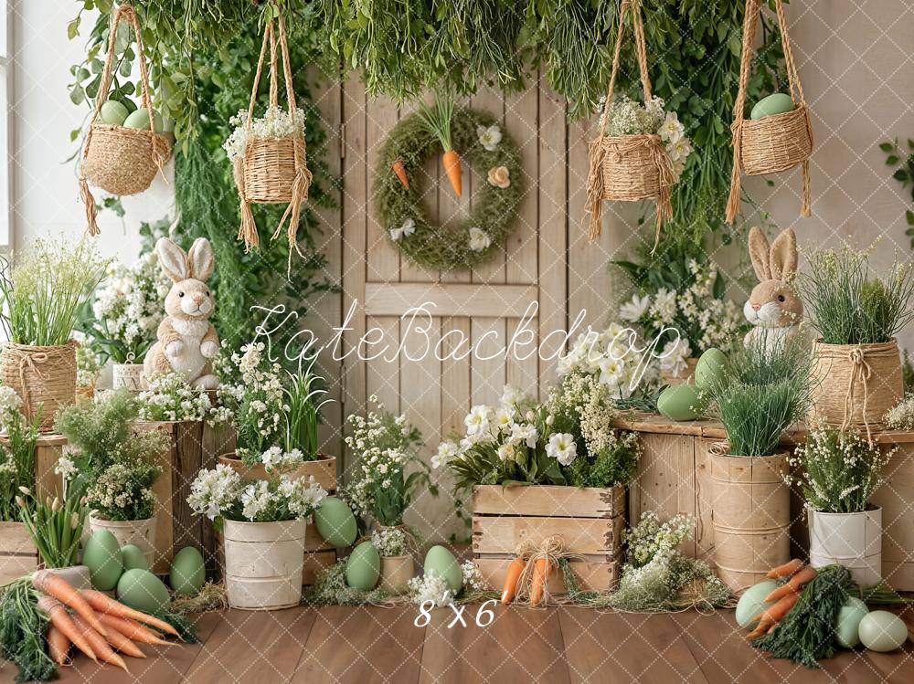 Kate Easter Bunny Green Eggs Flowers Carrots Backdrop Designed by Emetselch
