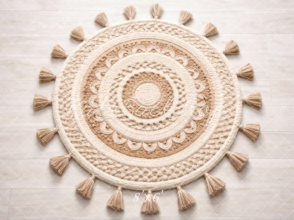 Kate Boho Round Crochet Rug Floor Printed Backdrop Designed by Vertigo Productions