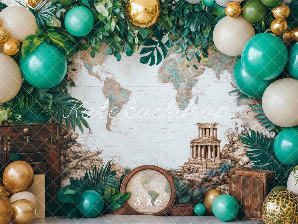 Kate Adventure Map Travel Tropical Backdrop Designed by Patty Roberts