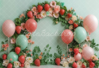 Kate Cake Smash Strawberry Flower Arch Printed Backdrop Designed by Kate Image
