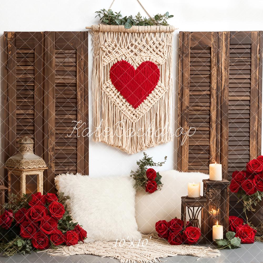 TEST Kate Valentine's Day Heart Macrame Roses Lanterns Backdrop Designed by Emetselch