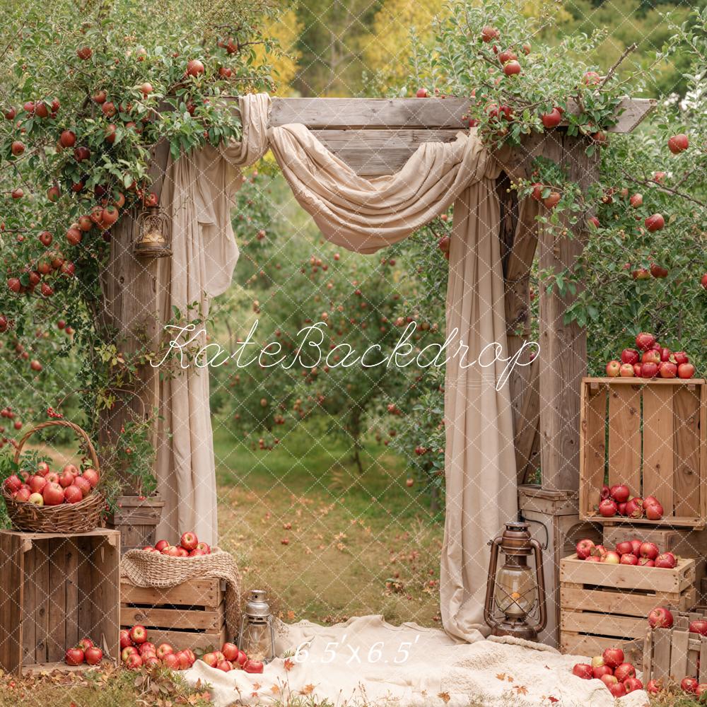 Kate Fall Apple Orchard Wooden Arch Crates Printed Backdrop Designed by Emetselch