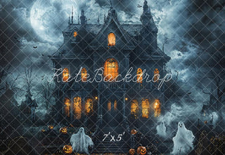 Casa Embrujada de Noche de Halloween Fondo Espeluznante Designed by Emetselch