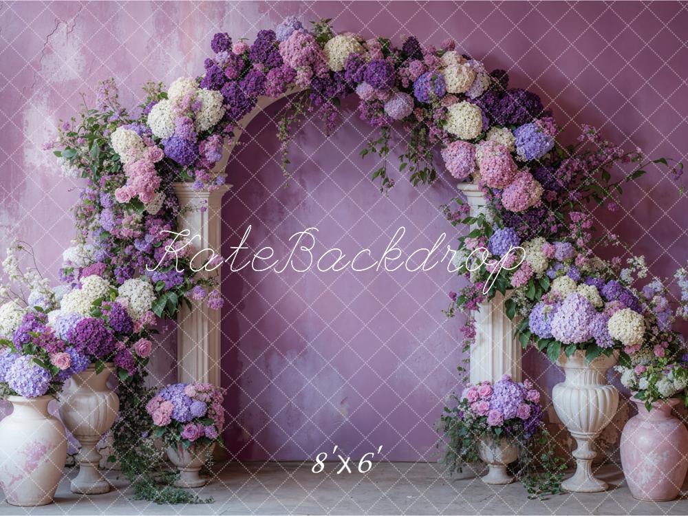 Kate Spring Beautiful Purple Floral Arch Backdrop Designed by Emetselch