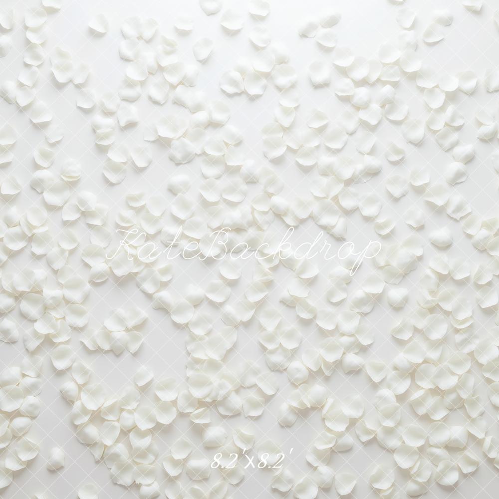 Kate White Petals Scatter Floor Printed Backdrop Designed by Mini MakeBelieve