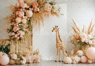 Kate Boho Floral Giraffe Printed Backdrop Designed by Patty Roberts
