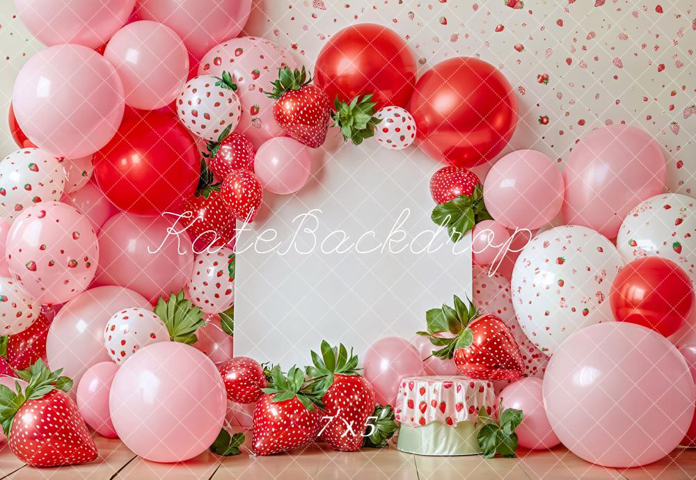 SALE Kate Cake Smash Summer Strawberry Balloon Backdrop Designed by Emetselch
