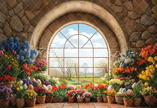 Sfondo floreale per finestra di Pasqua progettato da Emetselch