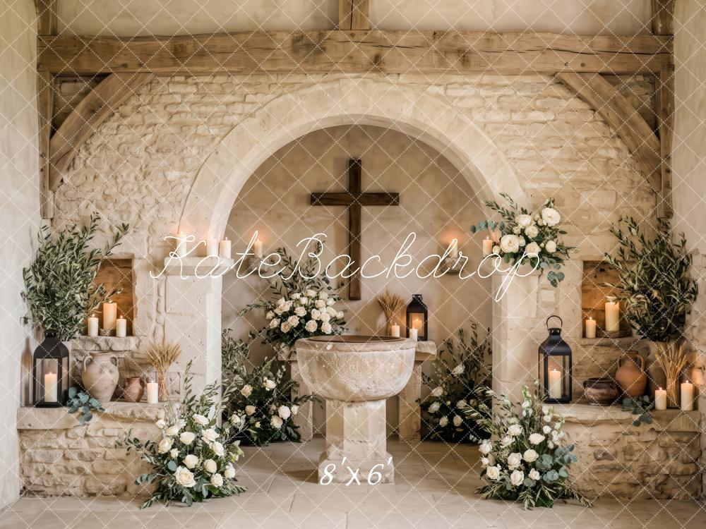 Kate Easter Rustic Floral Chapel Altar Printed Backdrop Designed by Patty Roberts