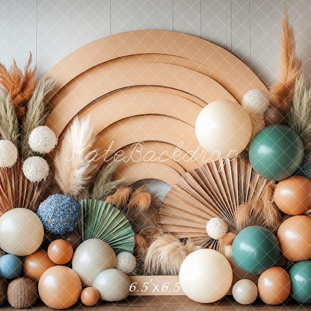 Boho Houten Ballonboog Foto Achtergrond Designed by Patty Roberts