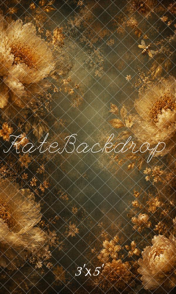 Kate Fine Art The Gilded Veil Floral Flowers Bees Printed Backdrop Designed by Ashley Ward