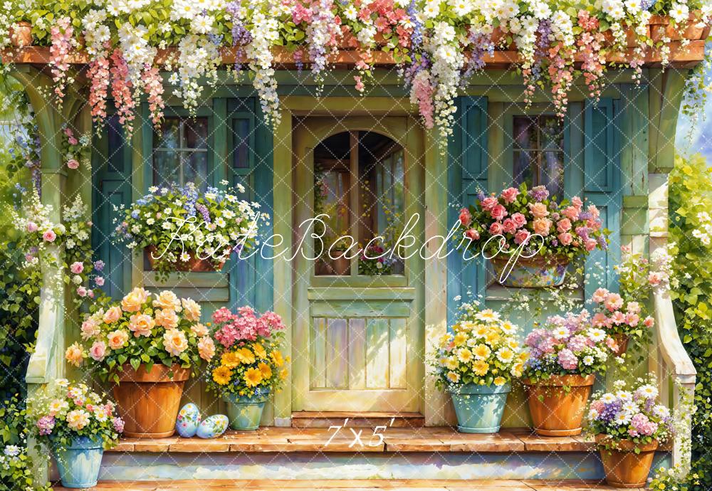 Kate Spring Floral Doorway Watercolor Backdrop Designed by Emetselch