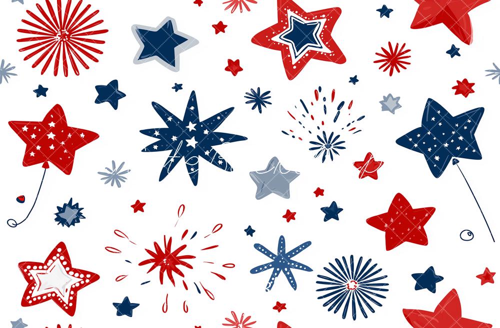 Kate Independence Day Red Blue Starburst Fireworks Pattern Backdrop Designed by Angela Miller