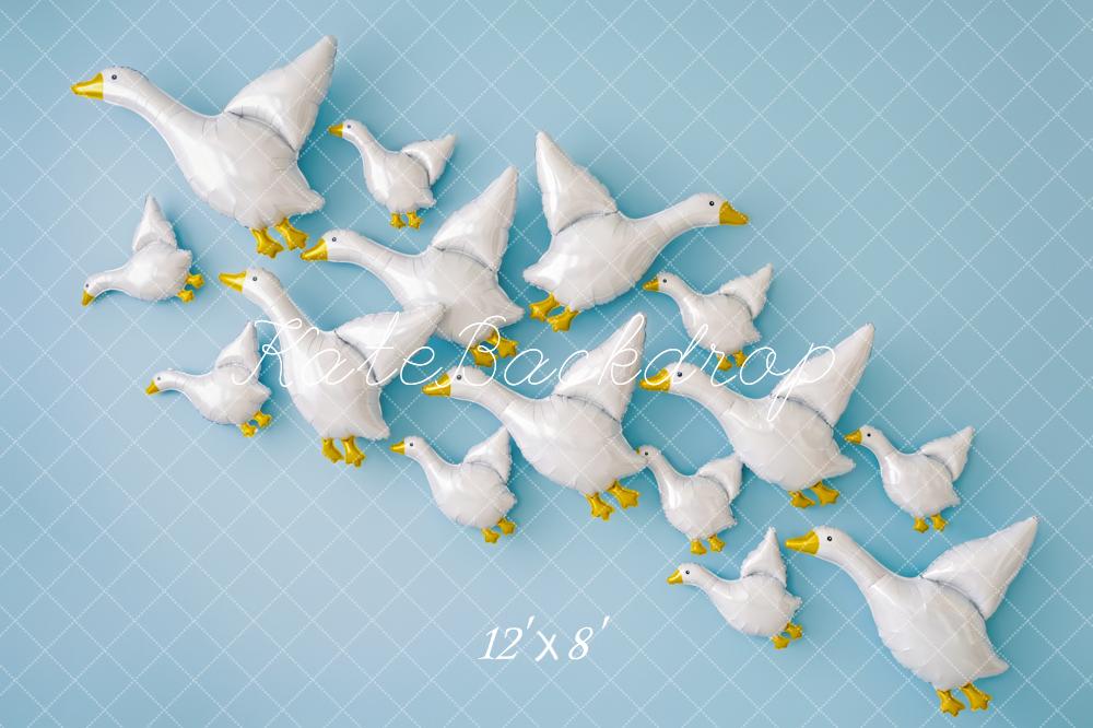 Kate Cake Smash Flying Duck Balloons Blue Wall Printed Backdrop Designed by Patty Roberts