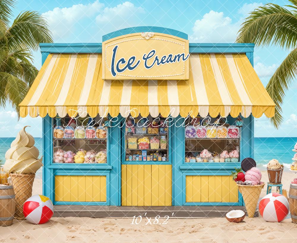 Kate Summer Beach Ice Cream Shop Backdrop Designed by Emetselch