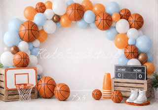 Kate Cake Smash Basketball Balloon Arch Scoreboard Crate Printed Backdrop Designed by Vertigo Productions