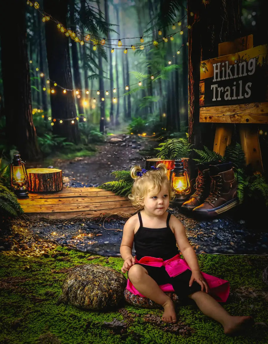Kate Outdoor Forest Hiking Trails Lantern Backdrop Designed by Kate Image