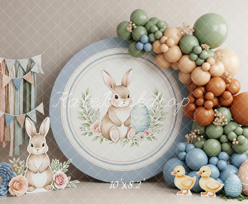 Kate Easter Bunny Pastel Balloons Duck Eggs Floral Backdrop Designed by Patty Roberts