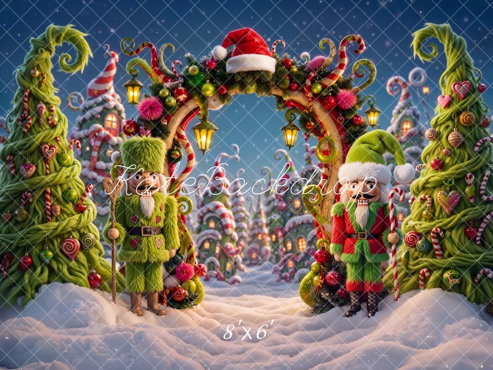 Kate Christmas Whimsical Nutcracker Candy Arch Printed Backdrop Designed by Emetselch