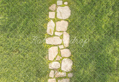 Kate Spring Stone Path In Green Grass Floor Printed Backdrop Designed by Kate Image
