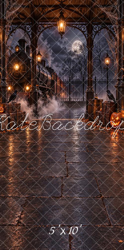 Kate Sweep Halloween Gothic Steam Train Station Printed Backdrop Designed by Vertigo Productions