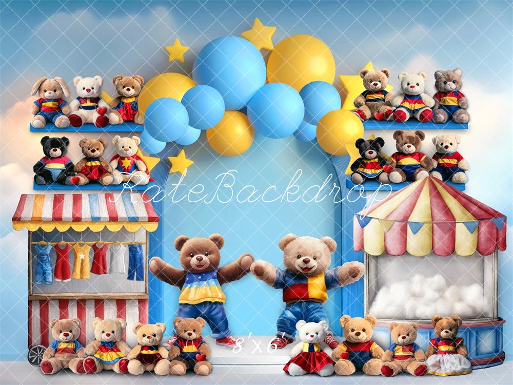 Fondo de arco de carnaval de oso de peluche